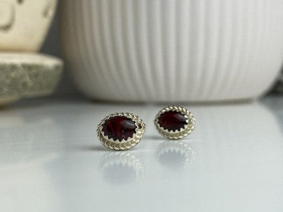 925 Sterling Silver Agate Stud Earrings