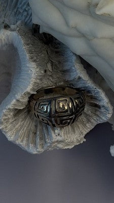 Greek Key 925 Sterling Silver Tribal Pattern Ring Size 6
