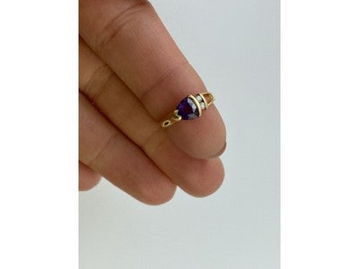 14K Yellow Gold Tourmaline & Diamonds Ring Size 3