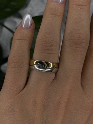 925 Sterling Silver & Yellow Gold Plated Ring Size 7