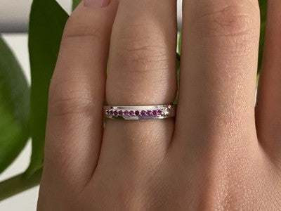 925 Sterling Silver Pink Spinel Ring Size 6