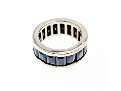 925 Sterling Silver Blue CZ Ring Size 7.5