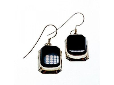 925 Sterling Silver Black Nephrite Earrings