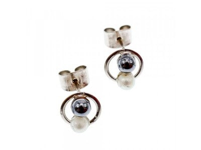 10K White Gold Pearls Earrings Italy