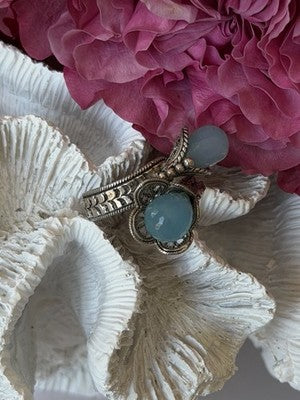 925 Sterling Silver Blue Chalcedony Ring Size 11 Sizable