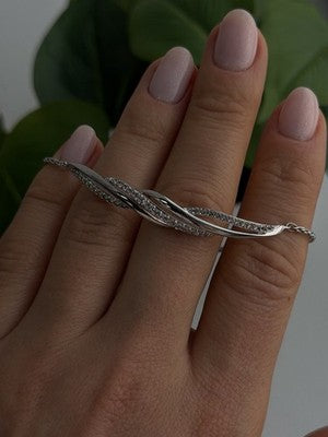 Adjustable 925 Sterling Silver White Colorless Beryl Bracelet