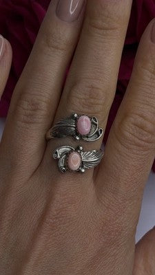 Navajo 925 Sterling Silver Pink Abalone Ring Size 8