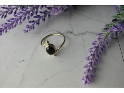 925 Sterling Silver Black Agate Ring Size 8