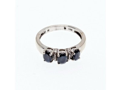 925 Sterling Silver Sapphires Ring Size 7