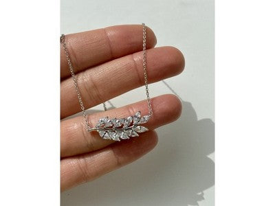 925 Sterling Silver CZ "Leaf" Necklace