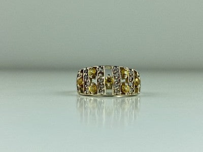 925 Sterling Silver Citrine & Quartz Ring Size 8.5