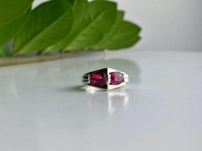 925 Sterling Silver Pink Spinel Ring Size 5.5