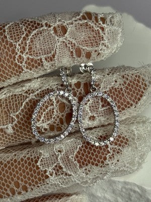 925 Sterling Silver Elegant CZ Earrings Length 1 Inch