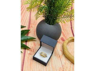 925 Sterling Silver Gold Plated CZ Ring Size 7