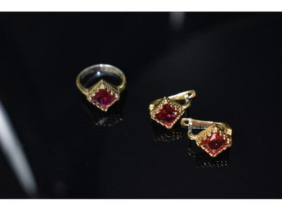925 Sterling Silver with Gilding Alpanite Set (Ring Size 7)