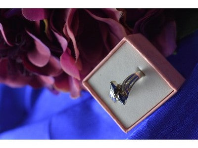 925 Sterling Silver Blue Spinel & CZ Ring Size 8