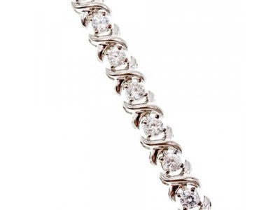 925 Sterling Silver CZ Bracelet Size 8.2 IN