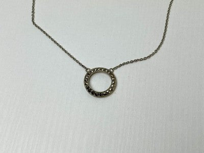 925 Sterling Silver Marcasites Pendant Necklace
