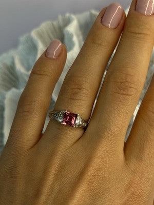 10K White Gold Spinel & Diamonds Ring Size 7