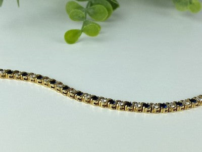 925 Sterling Silver Gold Plated Blue & White CZ Bracelet
