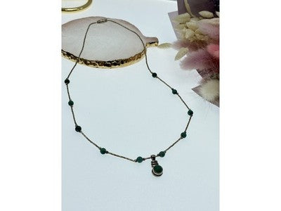 Vintage 925 Sterling Silver Malachite Necklace