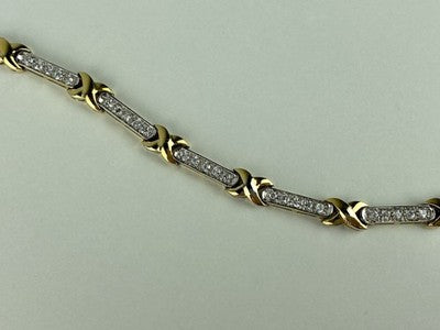 925 Sterling Silver Gold Plated CZ Bracelet Size 7.5 IN