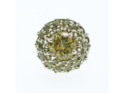 925 Sterling Silver Peridot "Summer Flower" Ring Size 7