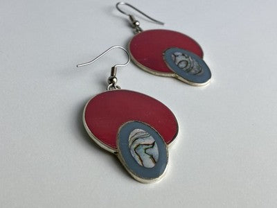 925 Sterling Silver Haliotis & Enamel Earrings