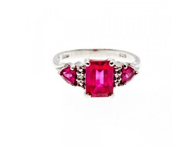 925 Sterling Silver Pink Topaz Ring Size 7