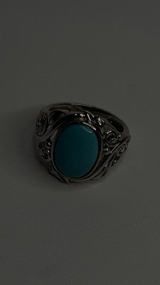 DK 925 Sterling Silver Blue Turquoise Ring Size 8