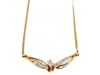 925 Sterling Silver Gold Plated White Spinel Necklace 17.7 in