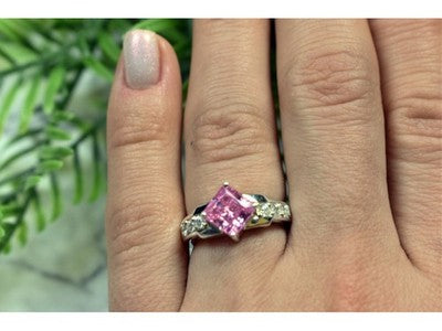 925 Sterling Silver Pink & White CZ Ring Size 6