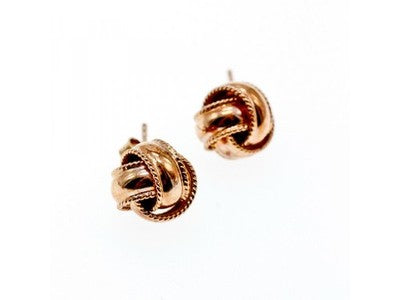925 Sterling Silver Copper Plated Stud Earrings Italy
