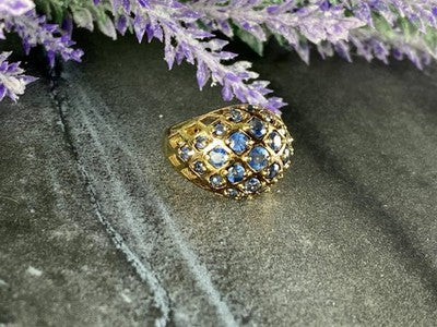 925 Sterling Silver Gold Plated Tanzanite Ring Size 5.5