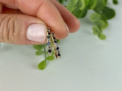 925 Sterling Silver Gold Plated Sapphires & CZ Earrings