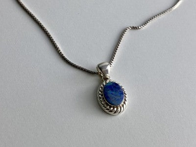 925 Sterling Silver Opal Chain With Pendant