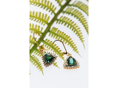 925 Sterling Silver Gold Plated Emerald Earrings