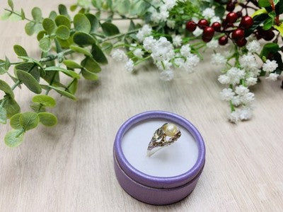 925 Sterling Silver Pearl Ring Size 8