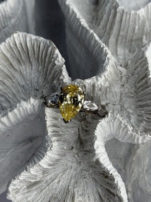 NV 925 Sterling Silver Citrine & White Spinel Ring Size 8