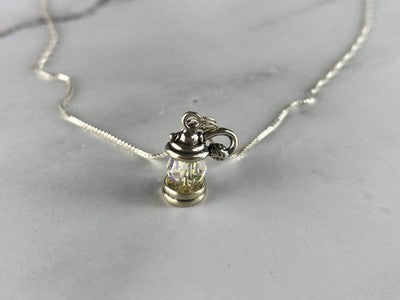 925 Sterling Silver Mystic Topaz "Lantern" Chain With Pendant Italy