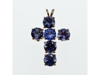 925 Sterling Silver Tanzanite Cross Pendant