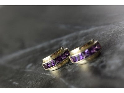 925 Sterling Silver Purple Tourmaline Stud Earrings