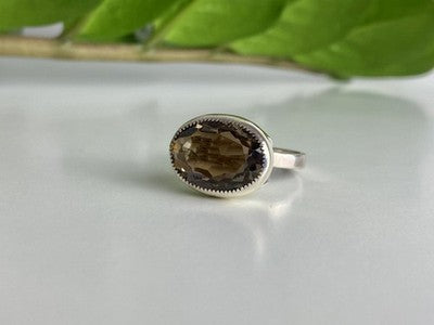 Vintage 925 Sterling Silver Hessonite Ring Size 6.5