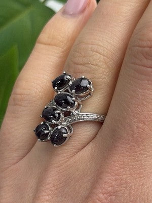925 Sterling Silver Black Star Sapphire Ring Size 7
