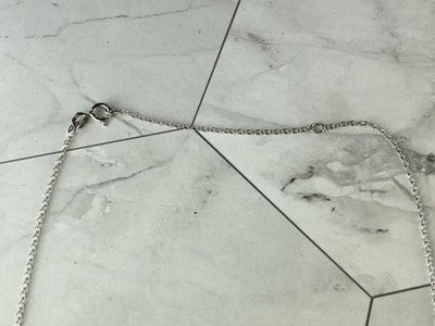 925 Sterling Silver White and Black Spinel Chain with Pendant Italy