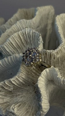 Floral 925 Sterling Silver Tanzanite Ring Size 7