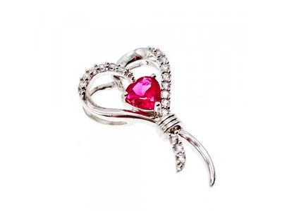 925 Sterling Silver Pink Sapphire & Colorless Quartz Pendant