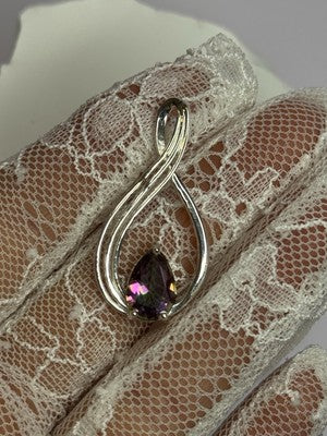 925 Sterling Silver Alexandrite Pear Pendant Length 1.5 Inch