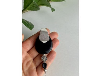 Vintage 925 Sterling Silver Black Onyx Pendant