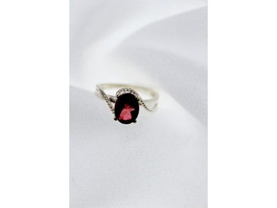 925 Sterling Silver Red Spinel Ring Size 7